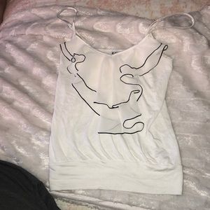 White frilly tank top blouse